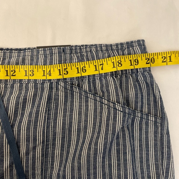 Lane Bryant Linen Blend Crop Capri Striped Draw String Size 16 Blue - Picture 8 of 10